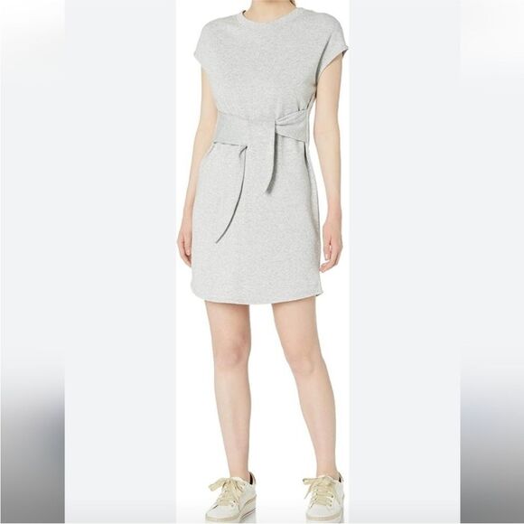 ATHLETA | Embrace Gray Sweatshirt Tunic Dress Tie Sash Women’s Size X-Small - Picture 2 of 13